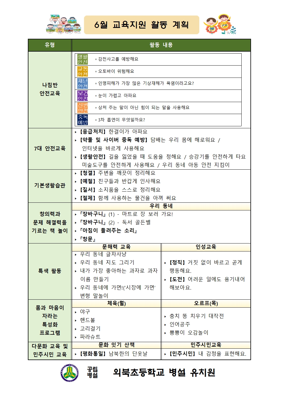 2024년 6월 교육지원 활동 계획